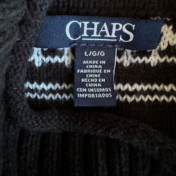 Chaps | Black, Purple & White Striped Mock Neck Sweater | Size L - Picture 6 of 9